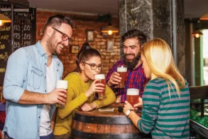 group drinking beer